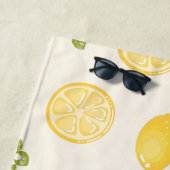 Personalized Lemon Floral Summer Custom Name ビーチタオル (インサイチュ)