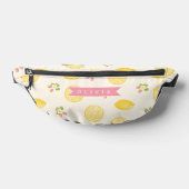 Personalized Lemon Floral Summer Custom Name ファニーパック (レイダウン)
