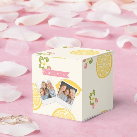 Personalized Lemon Floral Summer Custom Name フェイバーボックス (ウェディング)