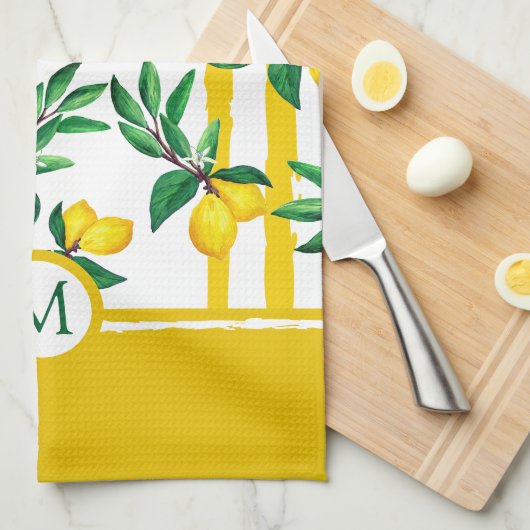 Personalized Lemon Leaf Monogram Kitchen Towels キッチンタオル (四つ折り)