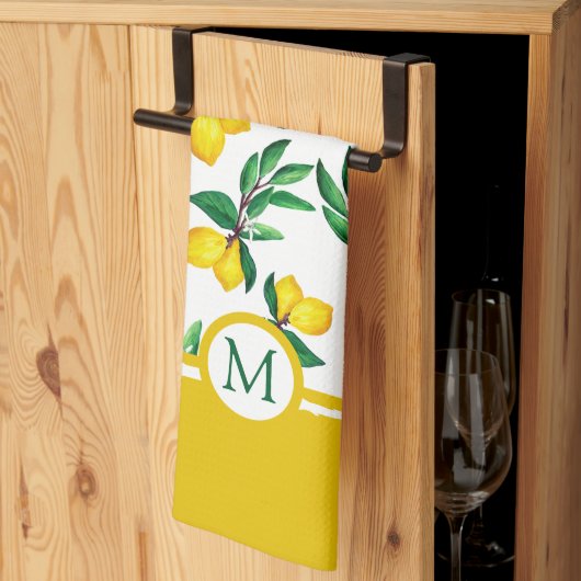 Personalized Lemon Leaf Monogram Kitchen Towels キッチンタオル (三つ折り)