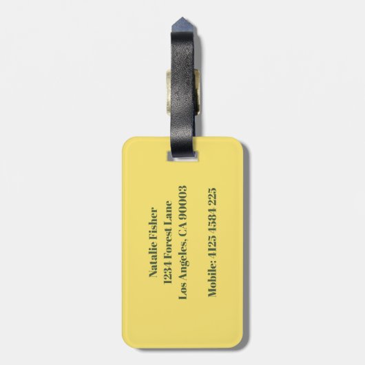 Personalized Lemon Pattern Luggage Tag  ラゲッジタグ (裏面縦)