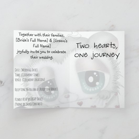 Personalized Lemur Wedding Invitation - Hand-Drawn 招待状 (内部)