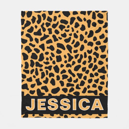 Personalized Leopard Print Custom Name Wild Animal フリースブランケット (正面)