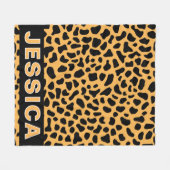 Personalized Leopard Print Custom Name Wild Animal フリースブランケット (正面(横))