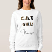 Personalized Leopard Stylish Wild Cat Girl White スウェットシャツ (正面)