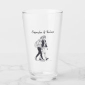 Personalized Lesbian Couple Walking Line Art タンブラーグラス (正面)