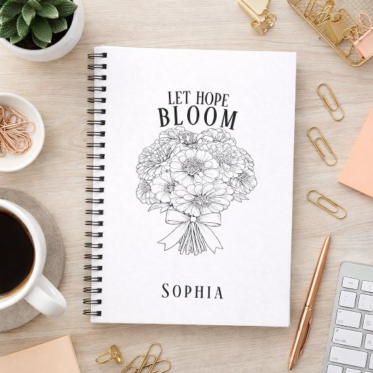 Personalized Let Hope Bloom Zinnia Bouquet Custom ノートブック