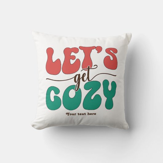 Personalized Let’s Get Cozy Retro Christmas クッション (正面)