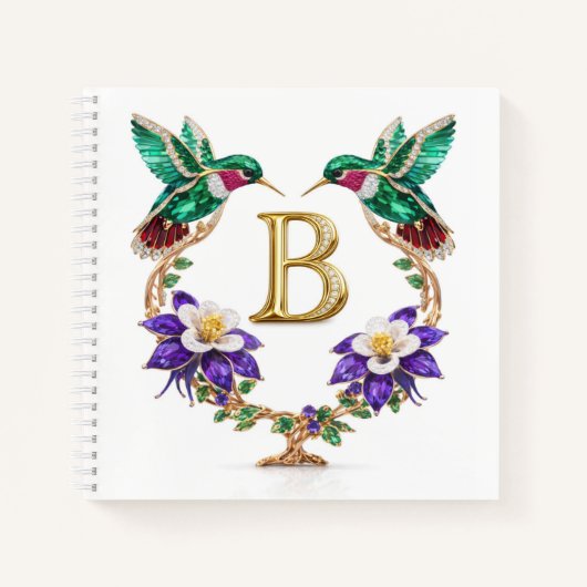 Personalized Letter B Wedding Planner Hummingbird ノートブック (正面)
