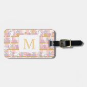 Personalized Letter Cats Library Book Girl Pink ラゲッジタグ (正面横)