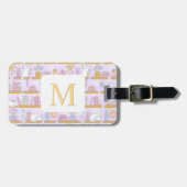 Personalized Letter Cats Library Book Girl Purple ラゲッジタグ (正面横)