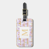 Personalized Letter Cats Library Book Girl Purple ラゲッジタグ (正面縦)