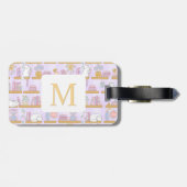 Personalized Letter Cats Library Book Girl Purple ラゲッジタグ (裏面横)