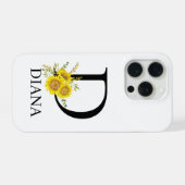 Personalized Letter D Sunflower Phone Case  iPhoneケース (裏面横)