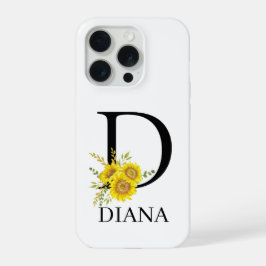 Personalized Letter D Sunflower Phone Case  iPhone 15 Proケース