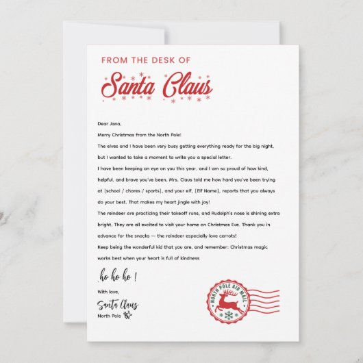 Personalized Letter From Santa Claus | North Pole  招待状 (正面)
