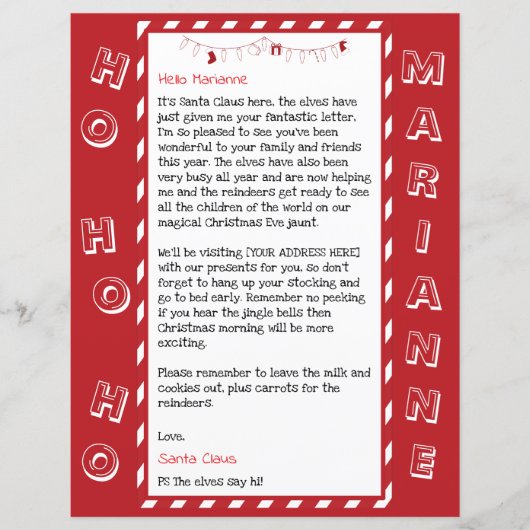 Personalized Letter From Santa For Kids (正面)