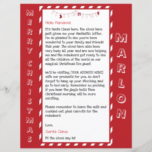 Personalized Letter From Santa For Kids (正面)