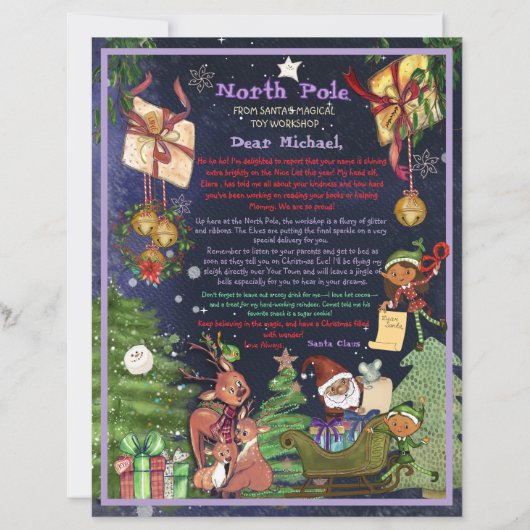 Personalized Letter from Santa I Purple Night Sky (正面)