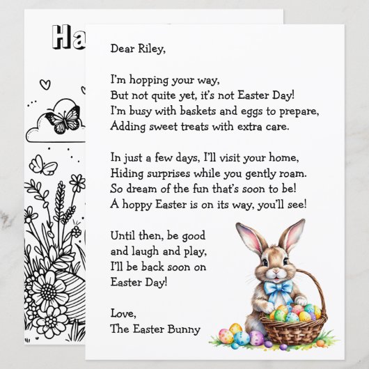 Personalized Letter & from the Easter Bunny (正面/裏面)