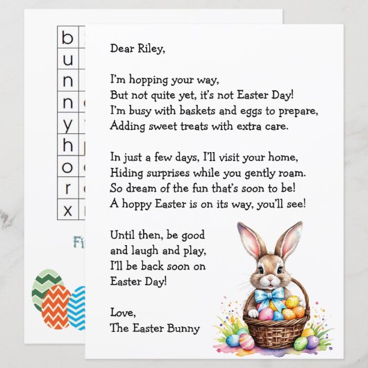 Personalized Letter from the Easter Bunny (正面/裏面)