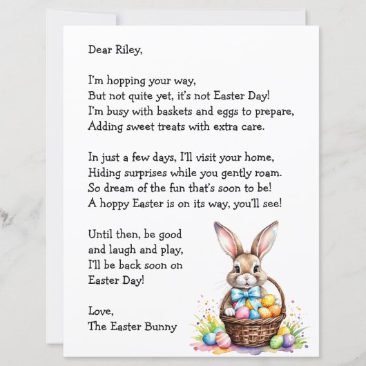 Personalized Letter from the Easter Bunny (正面)