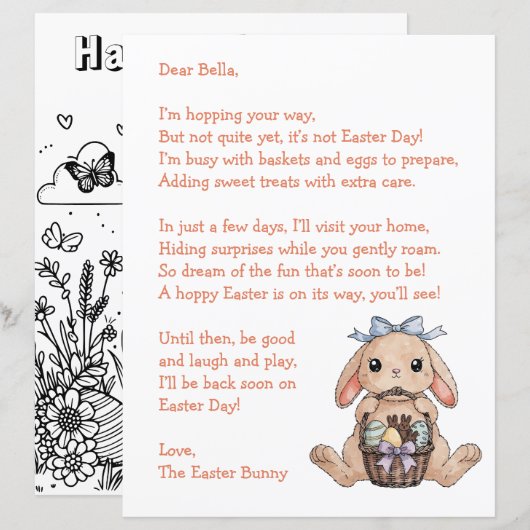 Personalized Letter & from the Easter Bunny (正面/裏面)