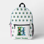 Personalized Letter H プリントバックパック (正面)
