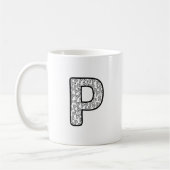 Personalized Letter P Ceramic Mug コーヒーマグカップ (左)