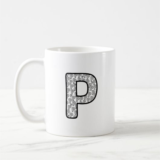 Personalized Letter P Ceramic Mug コーヒーマグカップ (左)