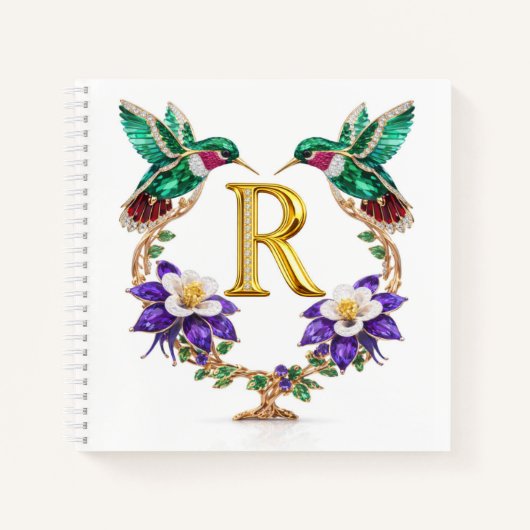 Personalized Letter R Hummingbird Wedding Gift ノートブック (正面)