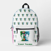 Personalized Letter T プリントバックパック (正面)