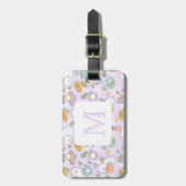 Personalized Letter Tea & Bookish Cat Girl Purple ラゲッジタグ (正面縦)