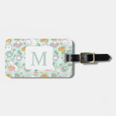 Personalized Letter Tea Bookish Cat Traveler Green ラゲッジタグ (正面横)