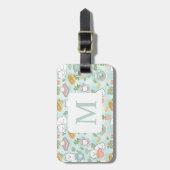 Personalized Letter Tea Bookish Cat Traveler Green ラゲッジタグ (正面縦)