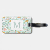 Personalized Letter Tea Bookish Cat Traveler Green ラゲッジタグ (裏面横)