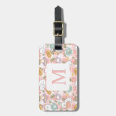 Personalized Letter Tea Bookish Cat Traveler Pink ラゲッジタグ (正面縦)