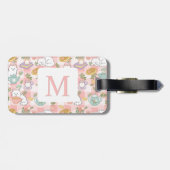 Personalized Letter Tea Bookish Cat Traveler Pink ラゲッジタグ (裏面横)