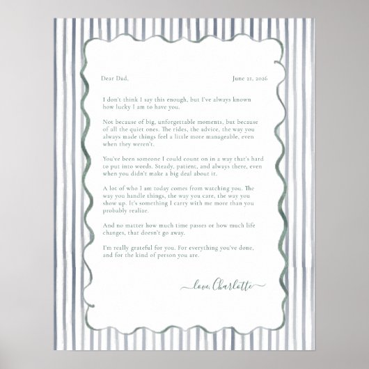 Personalized Letter to Dad Keepsake Print ポスター (正面)