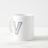 Personalized Letter V Ceramic Monogram Mug コーヒーマグカップ (正面左)
