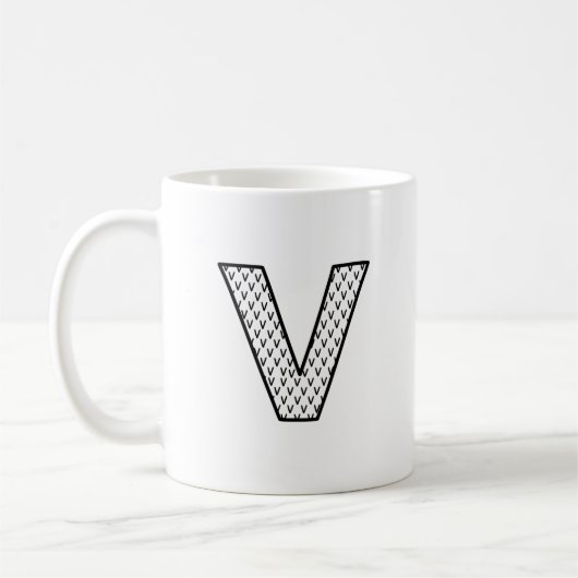 Personalized Letter V Ceramic Monogram Mug コーヒーマグカップ (左)