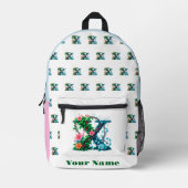 Personalized Letter X プリントバックパック (正面)