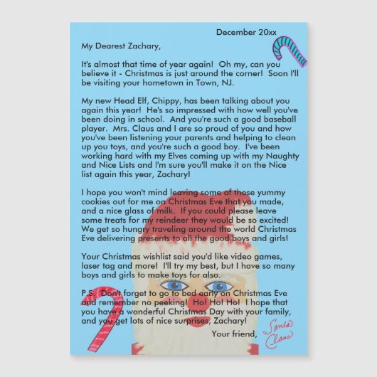 Personalized Letters from Santa Blue Child's Name (正面)