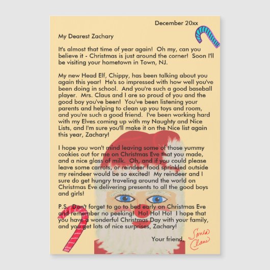 Personalized Letters from Santa Candy Canes Name (正面)