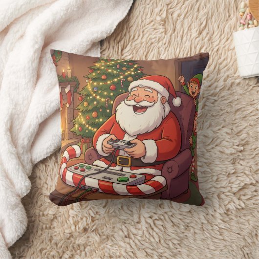 Personalized Level Up Christmas Funny Gamer Santa クッション (ブランケット)
