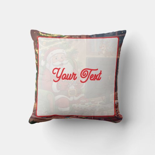 Personalized Level Up Christmas Funny Gamer Santa クッション (裏面)