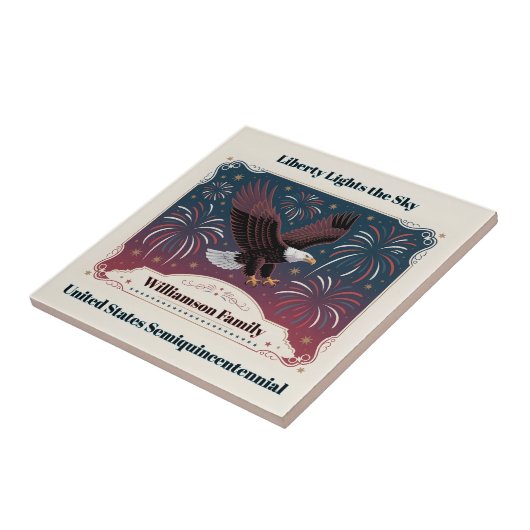 Personalized Liberty Fireworks Eagle Vintage Style タイル (側面)