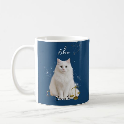 Personalized Libra Cat Mug with Name コーヒーマグカップ (左)