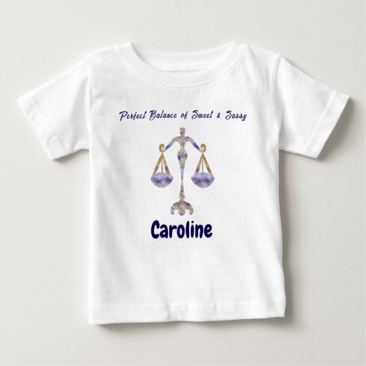Personalized Libra “Sweet & Sassy” Toddler Art ベビーTシャツ (正面)